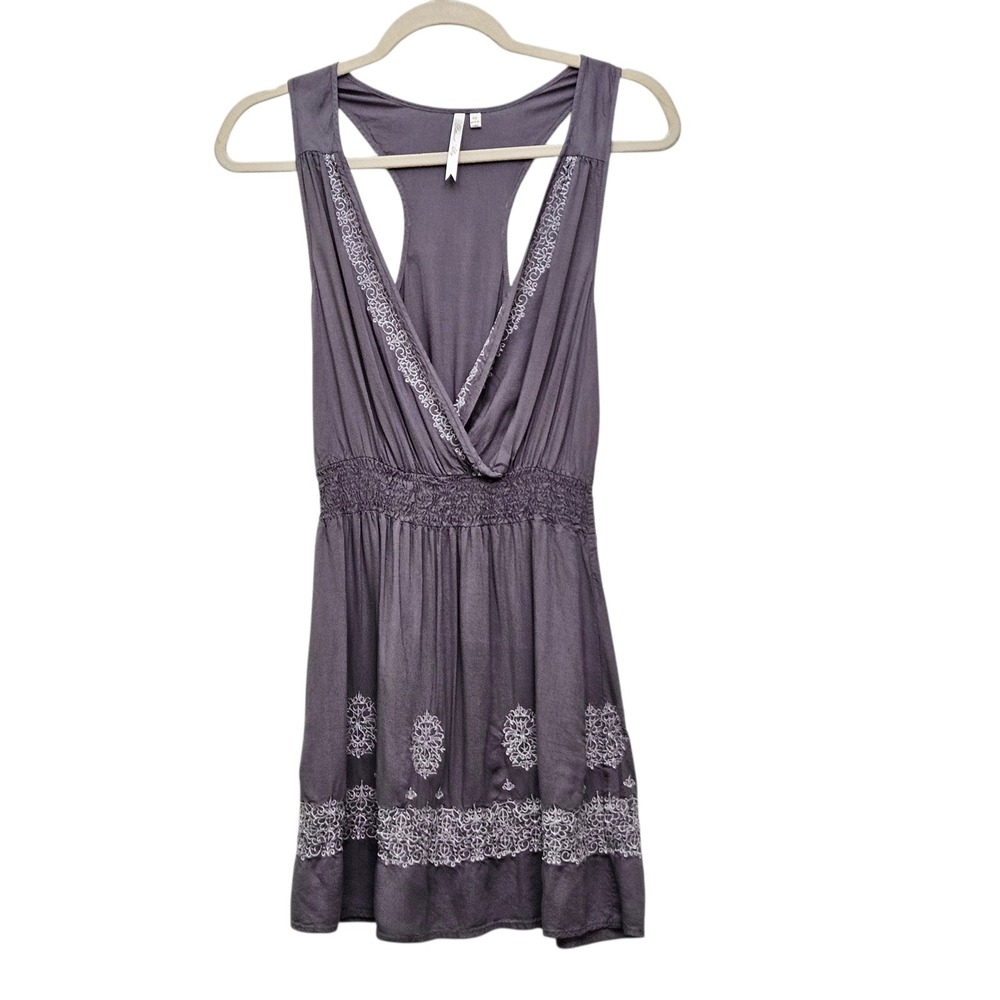 Petticoat Alley Gray‎ Racerback Smocked Waist Mini Dress XS Cottage Festival
